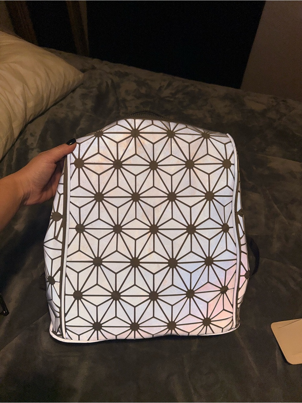 DISNEY EPCOT Geometric Reflective Backpack with Silver Pattern